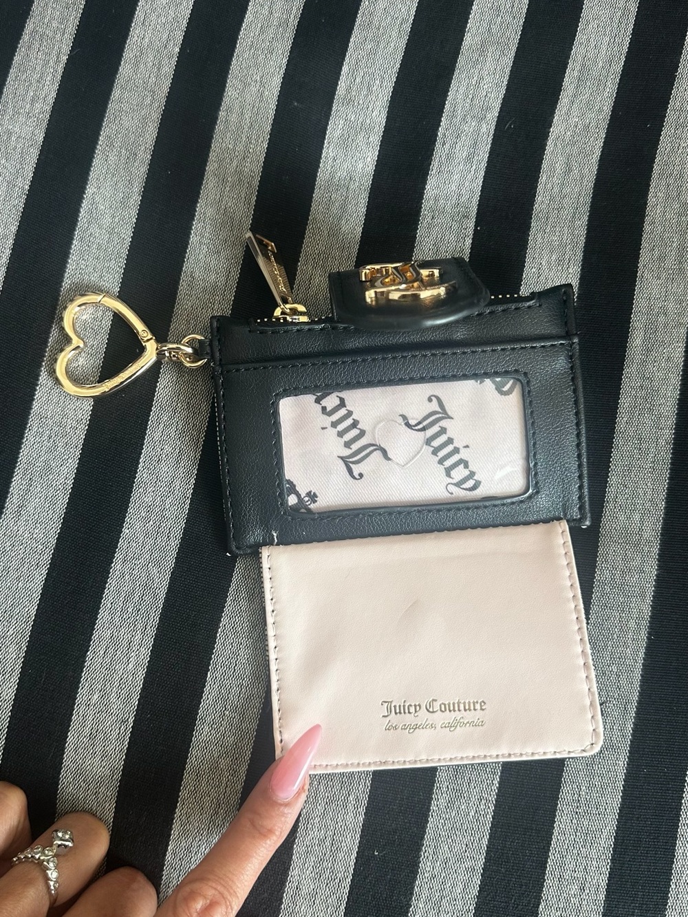 Juicy Couture Black and Gray Heart Keyring Card Holder Wallet - Picture 3 of 5